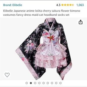 Cherry Blossom Kimono Costume - Black and Pink